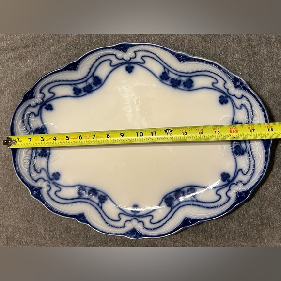 Antique New Wharf Pottery “Paris” pattern Flow Blue Large Serving Platter - Picture 2 of 11